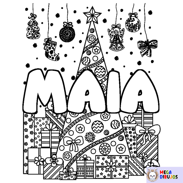 Coloración del nombre MAIA - decorado &aacute;rbol de Navidad y regalos