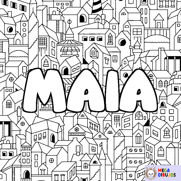 Coloración del nombre MAIA - decorado ciudad