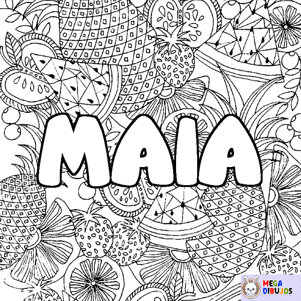 Coloración del nombre MAIA - decorado mandala de frutas