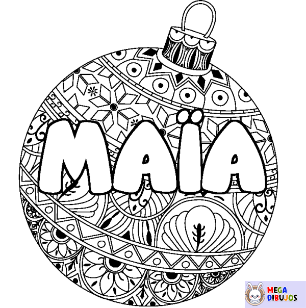 Coloración del nombre MA&Iuml;A - decorado bola de Navidad