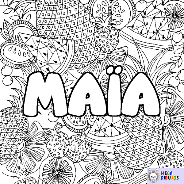 Coloración del nombre MA&Iuml;A - decorado mandala de frutas