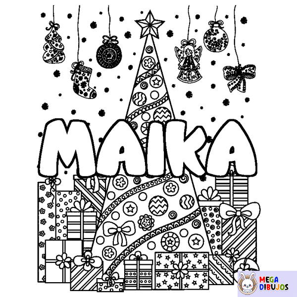 Coloración del nombre MAIKA - decorado &aacute;rbol de Navidad y regalos