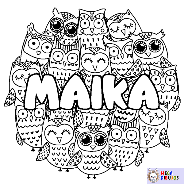 Coloración del nombre MAIKA - decorado b&uacute;hos