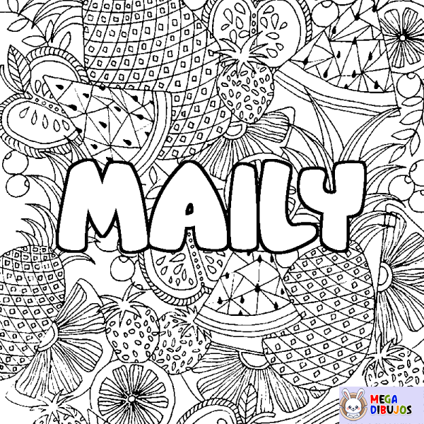 Coloración del nombre MAILY - decorado mandala de frutas