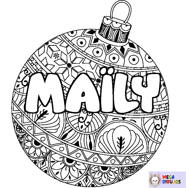 Coloración del nombre MA&Iuml;LY - decorado bola de Navidad