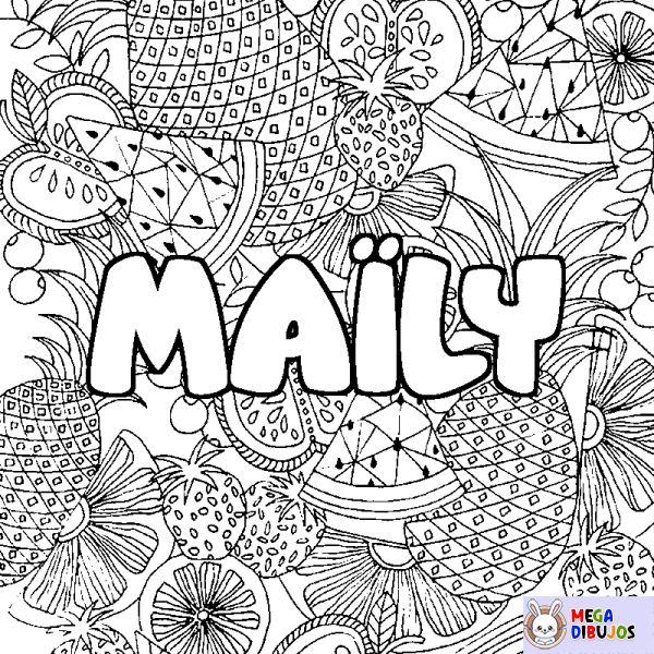 Coloración del nombre MA&Iuml;LY - decorado mandala de frutas