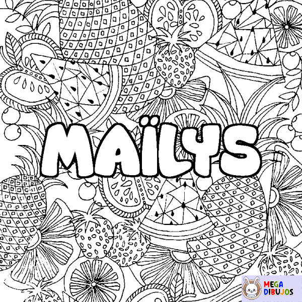 Coloración del nombre MA&Iuml;LYS - decorado mandala de frutas