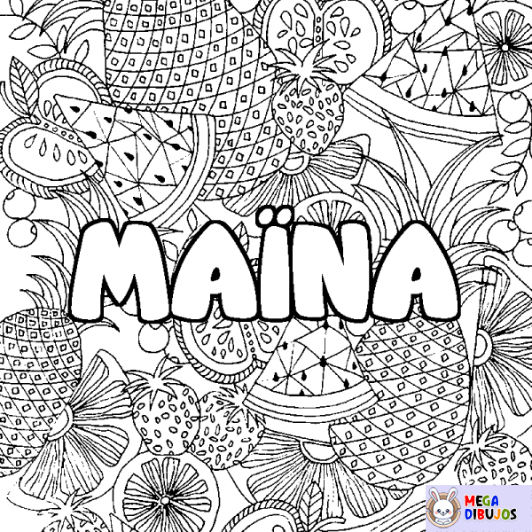 Coloración del nombre MA&Iuml;NA - decorado mandala de frutas