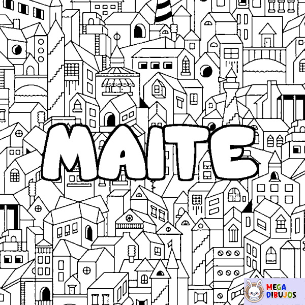 Coloración del nombre MAITE - decorado ciudad