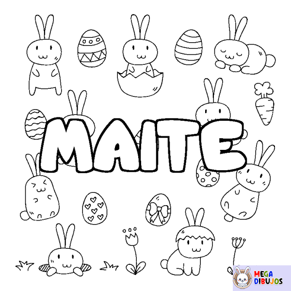 Coloración del nombre MAITE - decorado Pascua