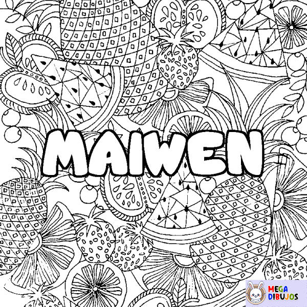 Coloración del nombre MAIWEN - decorado mandala de frutas