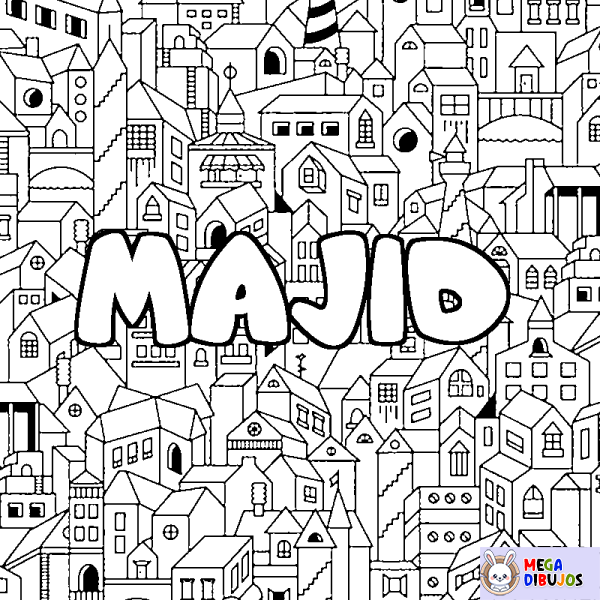 Coloración del nombre MAJID - decorado ciudad