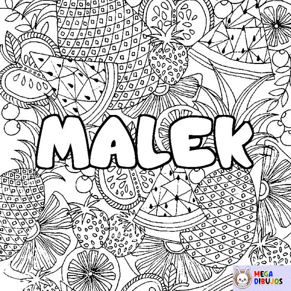 Coloración del nombre MALEK - decorado mandala de frutas