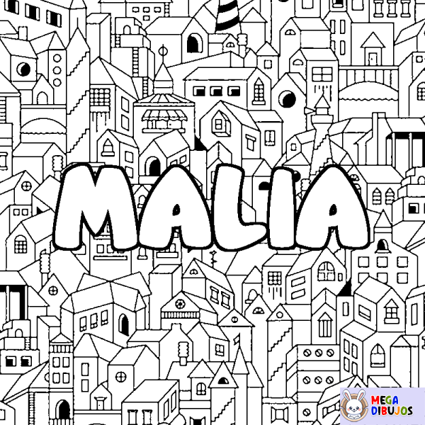 Coloración del nombre MALIA - decorado ciudad