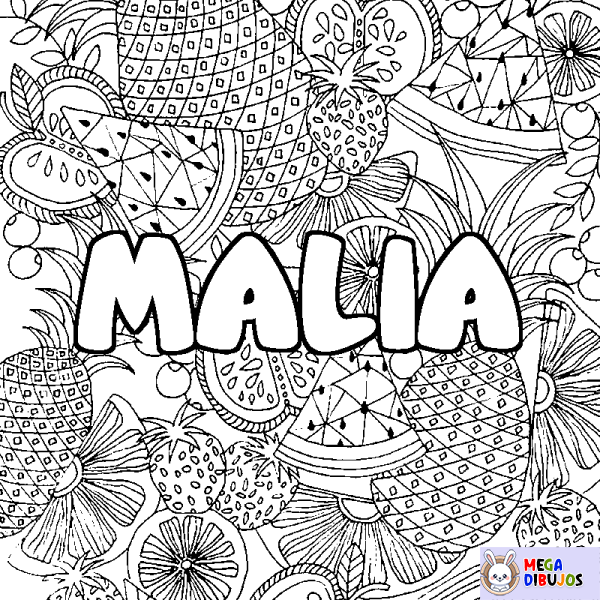 Coloración del nombre MALIA - decorado mandala de frutas