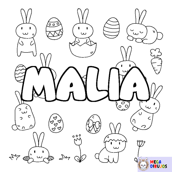 Coloración del nombre MALIA - decorado Pascua