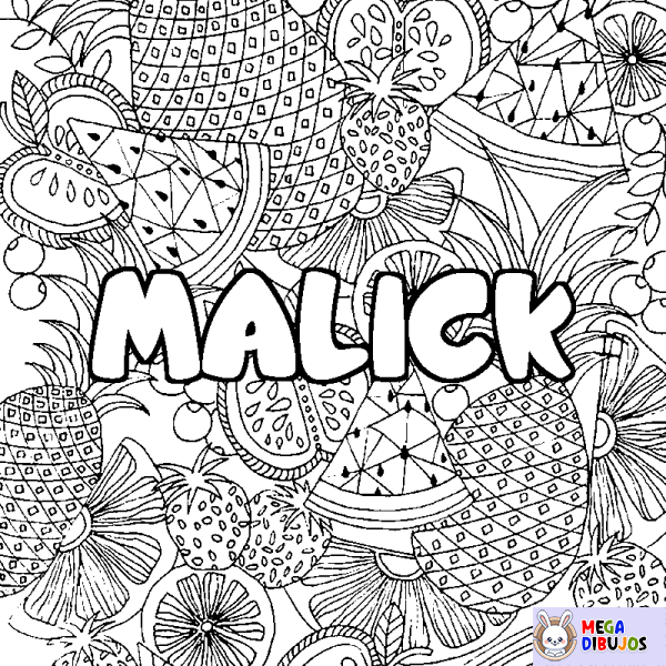 Coloración del nombre MALICK - decorado mandala de frutas