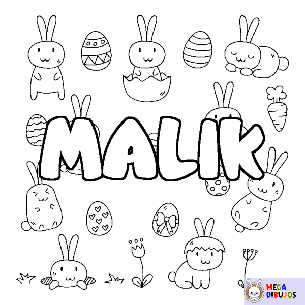 Coloración del nombre MALIK - decorado Pascua