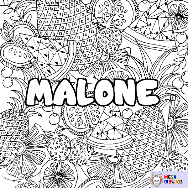 Coloración del nombre MALONE - decorado mandala de frutas