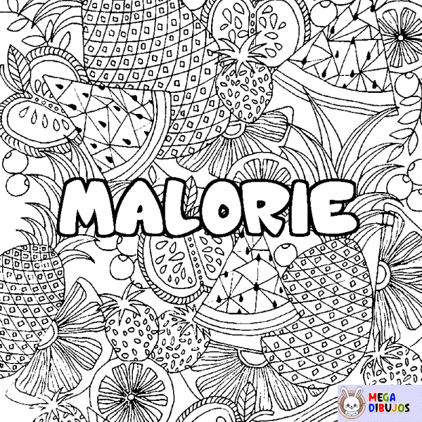 Coloración del nombre MALORIE - decorado mandala de frutas