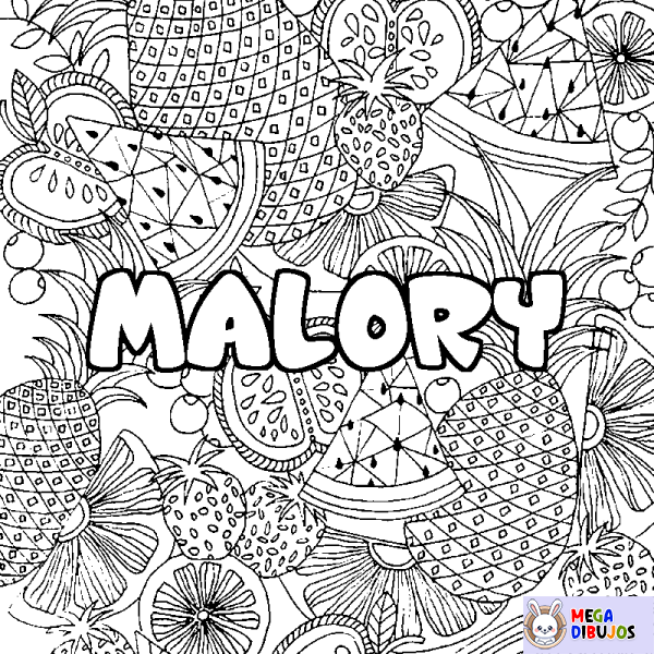 Coloración del nombre MALORY - decorado mandala de frutas