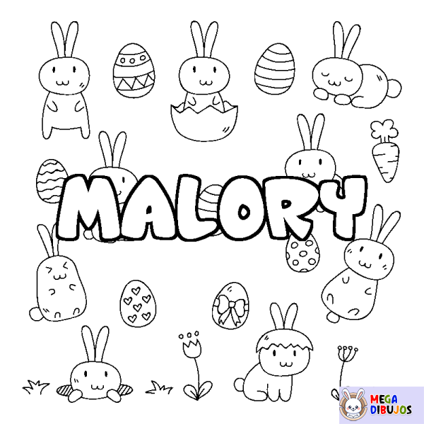 Coloración del nombre MALORY - decorado Pascua