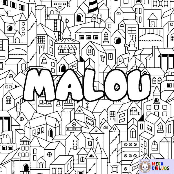 Coloración del nombre MALOU - decorado ciudad