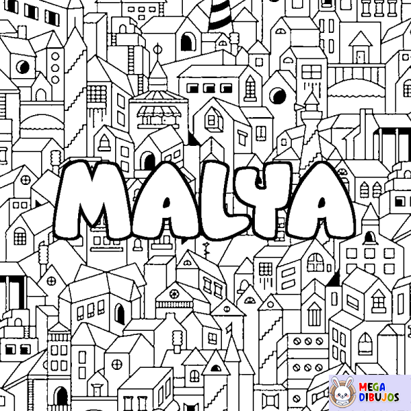 Coloración del nombre MALYA - decorado ciudad