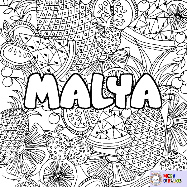 Coloración del nombre MALYA - decorado mandala de frutas