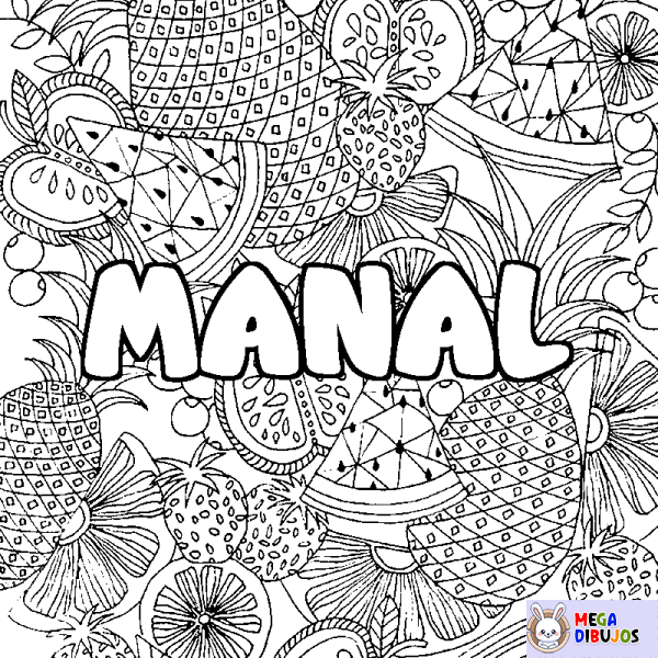 Coloración del nombre MANAL - decorado mandala de frutas