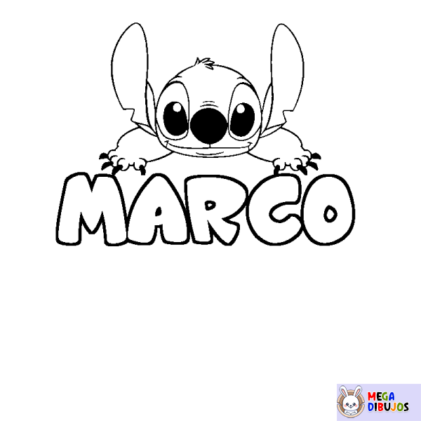 Coloración del nombre MARCO - decorado Stitch