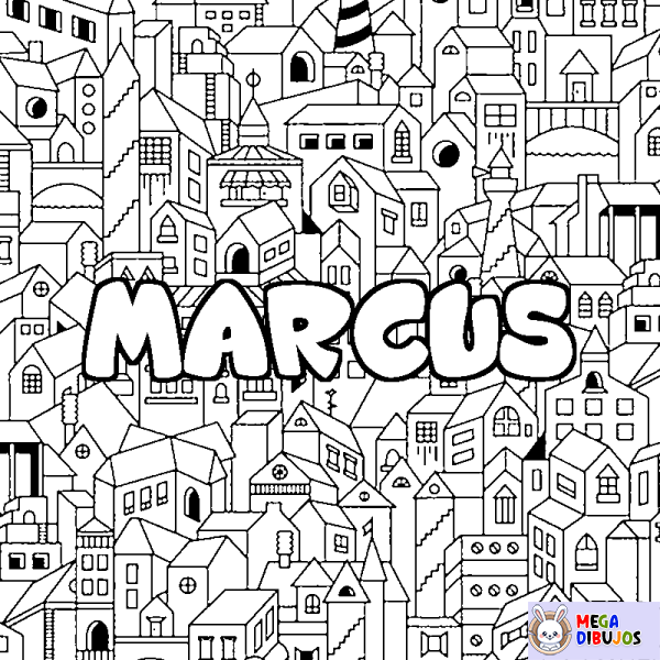 Coloración del nombre MARCUS - decorado ciudad