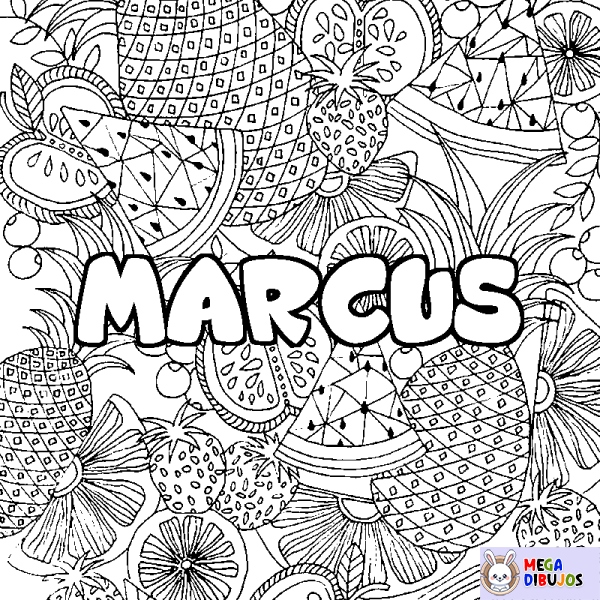 Coloración del nombre MARCUS - decorado mandala de frutas