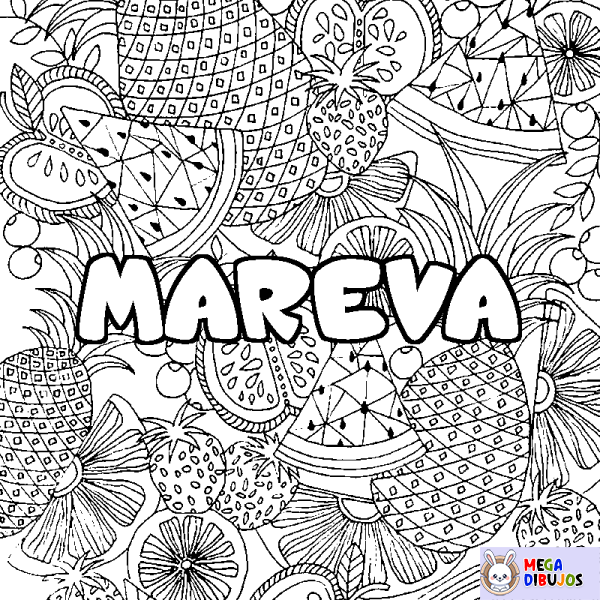 Coloración del nombre MAREVA - decorado mandala de frutas