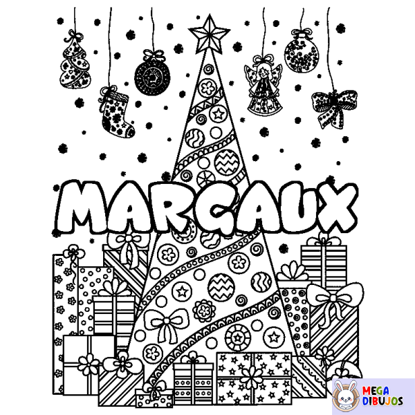 Coloración del nombre MARGAUX - decorado &aacute;rbol de Navidad y regalos