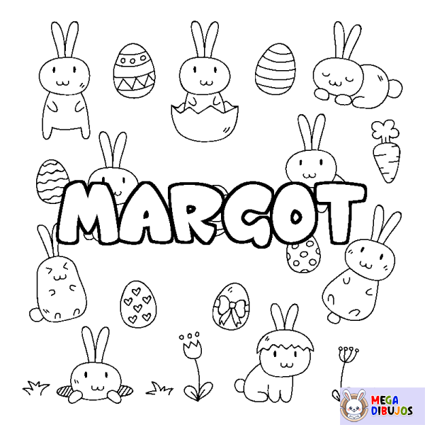 Coloración del nombre MARGOT - decorado Pascua