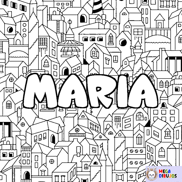 Coloración del nombre MARIA - decorado ciudad