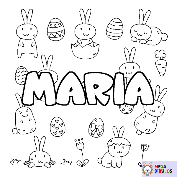 Coloración del nombre MARIA - decorado Pascua