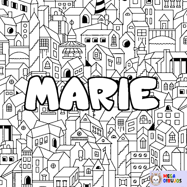 Coloración del nombre MARIE - decorado ciudad