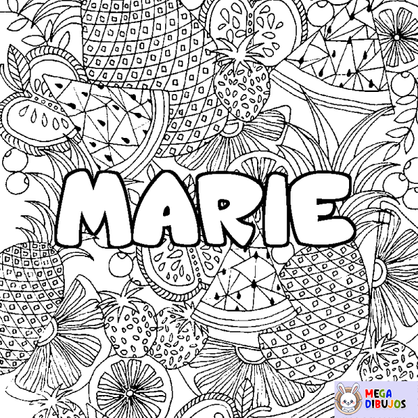 Coloración del nombre MARIE - decorado mandala de frutas