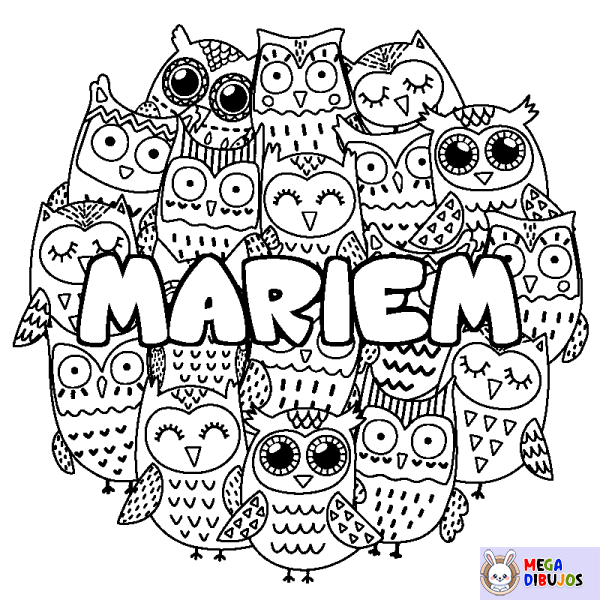 Coloración del nombre MARIEM - decorado b&uacute;hos