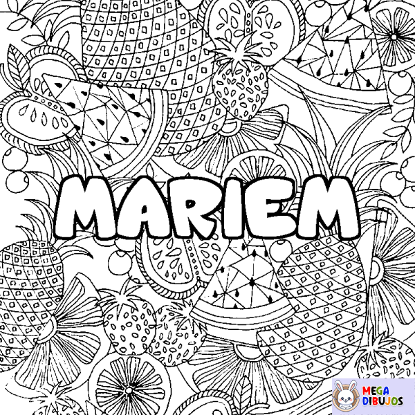 Coloración del nombre MARIEM - decorado mandala de frutas