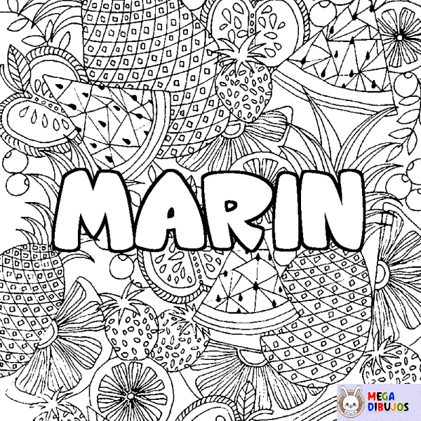 Coloración del nombre MARIN - decorado mandala de frutas