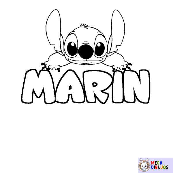 Coloración del nombre MARIN - decorado Stitch