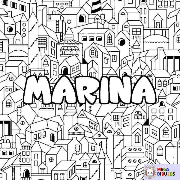 Coloración del nombre MARINA - decorado ciudad