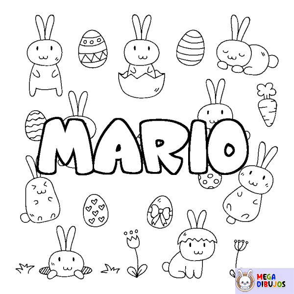 Coloración del nombre MARIO - decorado Pascua