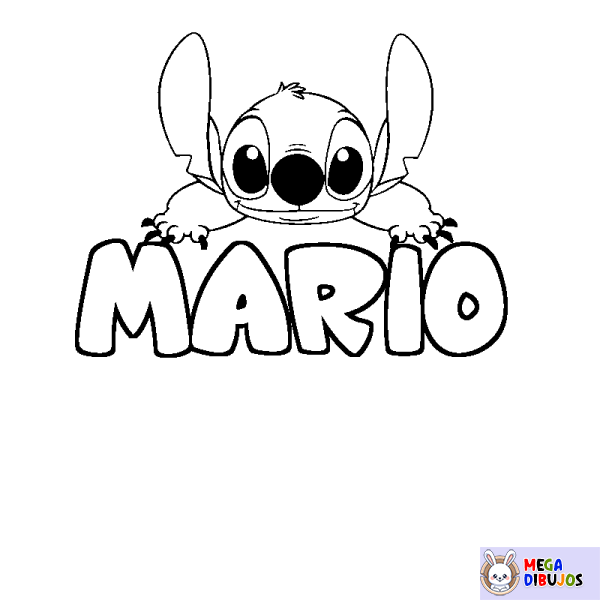 Coloración del nombre MARIO - decorado Stitch