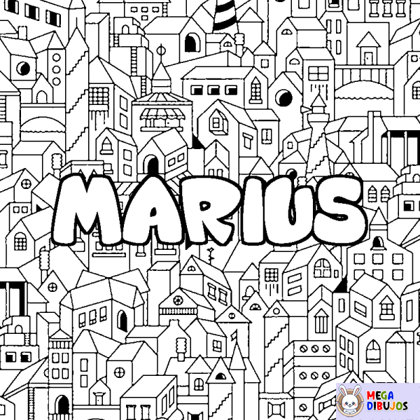 Coloración del nombre MARIUS - decorado ciudad