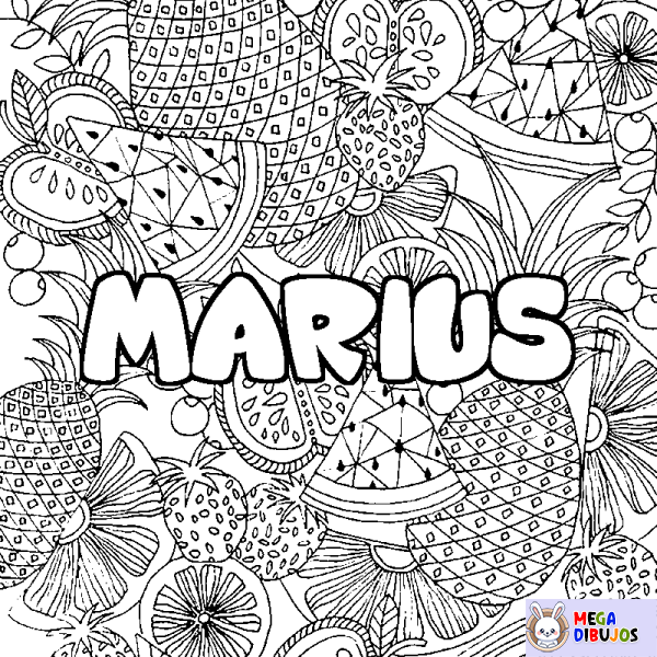 Coloración del nombre MARIUS - decorado mandala de frutas