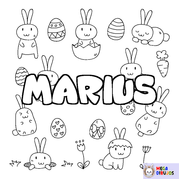 Coloración del nombre MARIUS - decorado Pascua